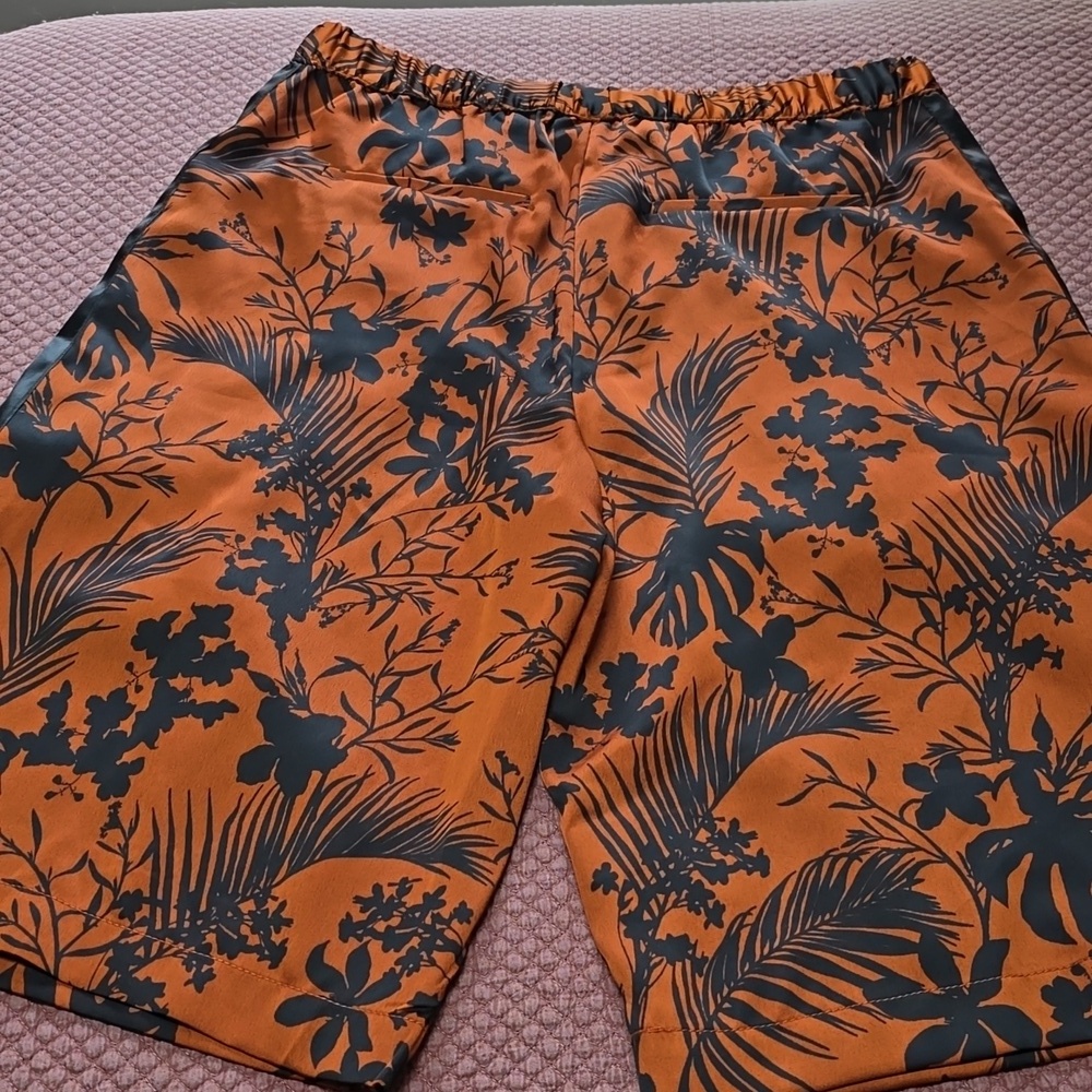 Future Collective Kahlana Barfield Brown Floral Black & Orange Women's Shorts - Picture 4 of 13